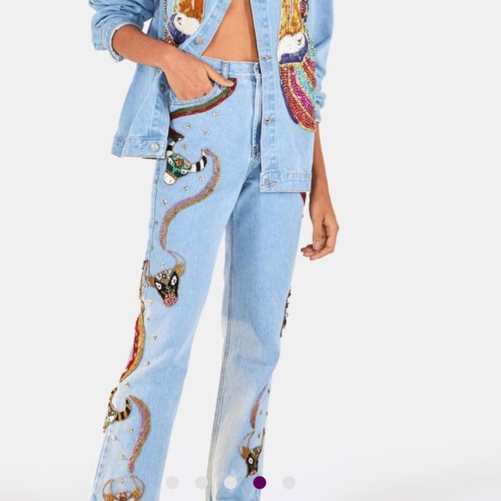 Farm rio embroidered denim pants - size 36(Brazil/ Europe) -